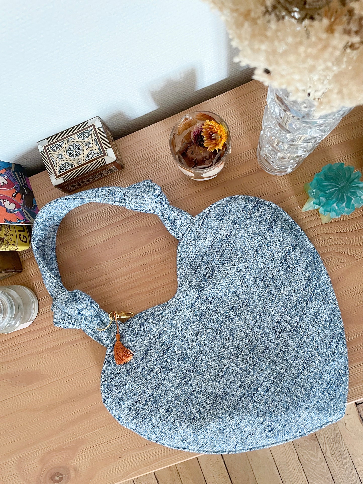 đź’– Le petit COEUR (avec noeud) en tweed- upcycling Haute couture
