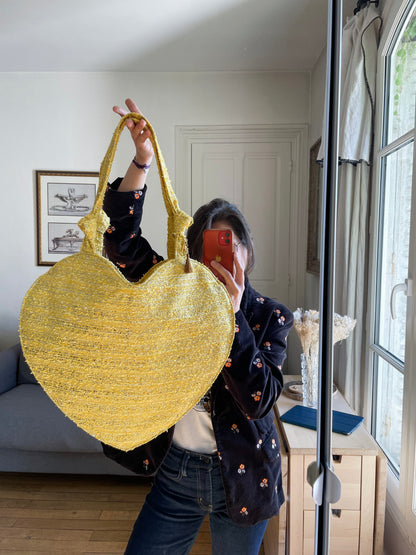 💖 Le grand COEUR (avec noeud) en tweed- upcycling Haute couture