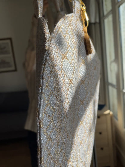 💖 Le grand COEUR (avec noeud) en tweed- upcycling Haute couture